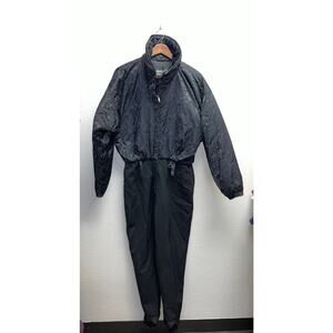 Vintage Snuggler Ski Suit Snowsuit One Piece Black Winter Hong Kong Womens 12